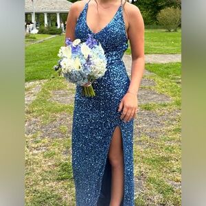 Prom dress with sequins in color Denim blue